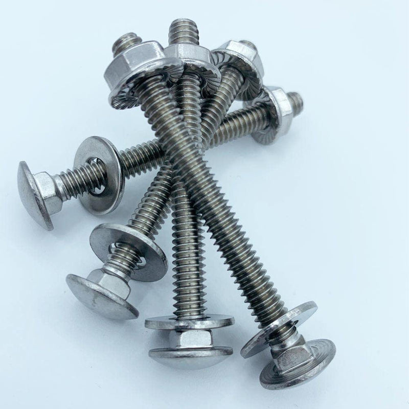 [Australia - AusPower] - (8pcs) Stainless Universal Headboard or Footboard Hardware Nuts and Bolts 4 hes and 2-12 h Long, Carriage Bolts Handles Replacement Kit Silver 14 h-20x4 h and 14 h-20x2-12 h 8(4 long and 4 short) 