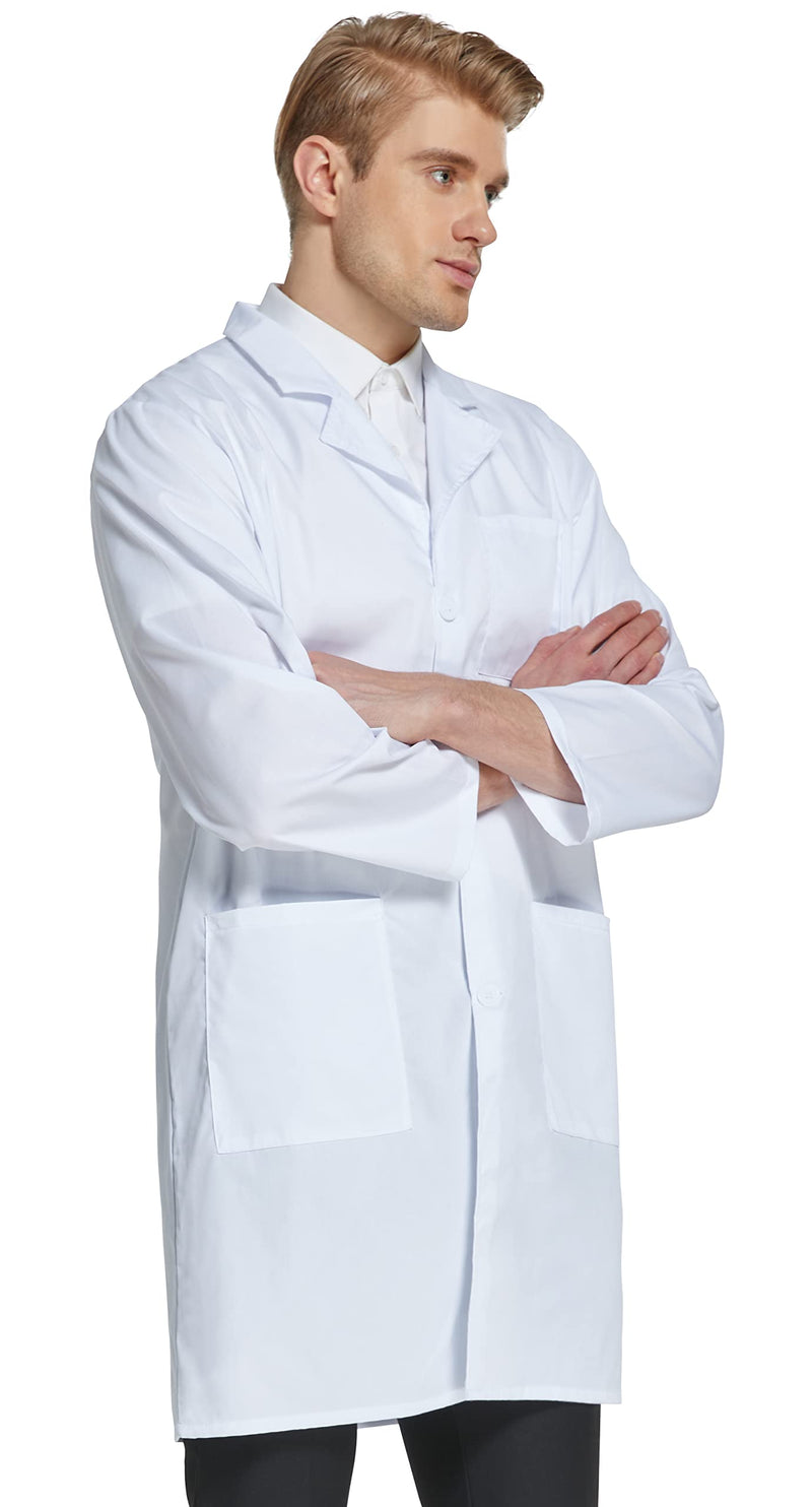 [Australia - AusPower] - Professional Lab Coat for Men Women Long Sleeve, White, Unisex Large 