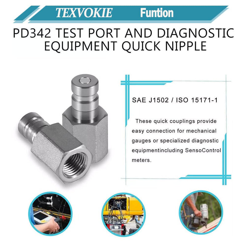 [Australia - AusPower] - PD342 Test Port and Diagnostic Equipment Quick Nipple with Female Pipe Thread, Fits for PD Series Couplers, 1/8" Body Size, 1/4"-18 NPTF Thread Size, 1.63" Length 