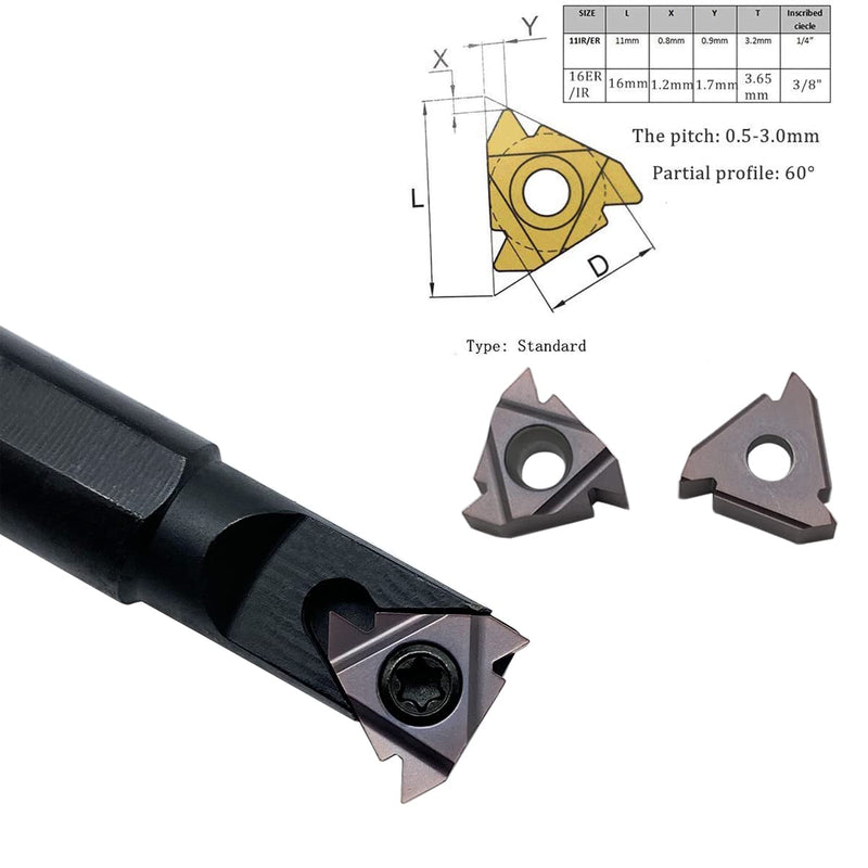 [Australia - AusPower] - 1/2" SNL 0013M16 Left hand Internal Threading Boring Bar with 10pcs 16ER AG60 3/8" carbide inserts External Carbide Threading Inserts SNL0013M16+10PCS 16ER AG60 
