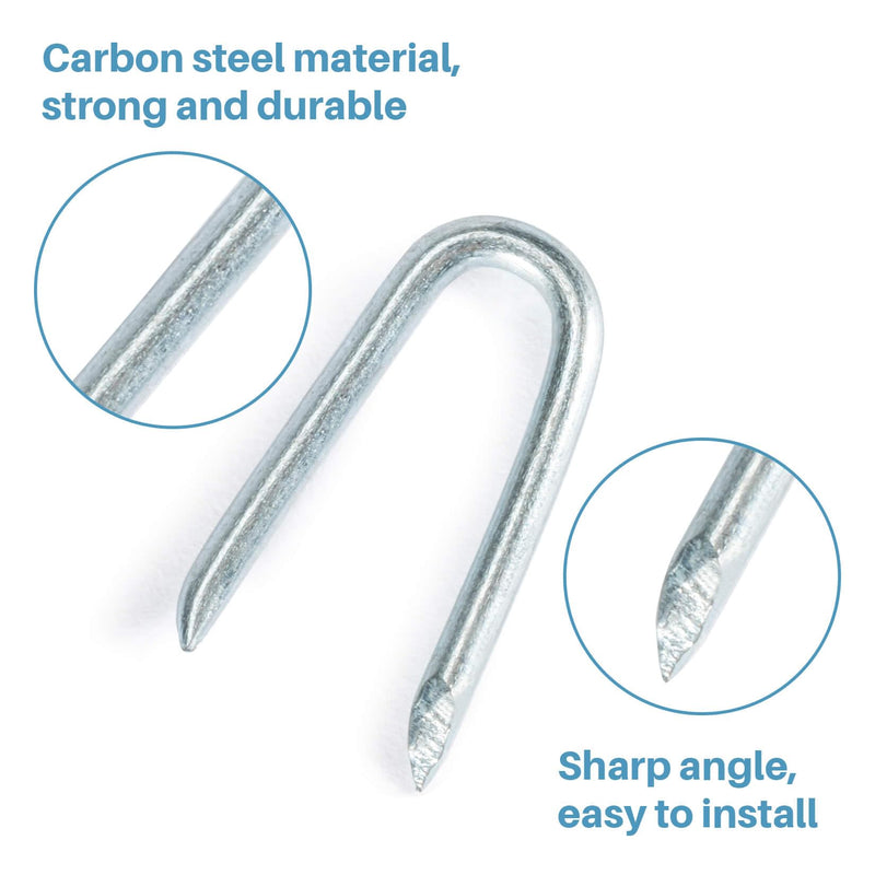 [Australia - AusPower] - Sukh 210 PCS U Fence Staples - Galvanized U Shaped Nails Heavy Duty Staples Fencing Staples U Nails for Wood fencing barbwire fence (Siver? 