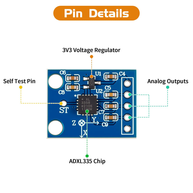 [Australia - AusPower] - 2pcs ADXL335 Accelerometer Sensor 3-axis Accelerometer Analog Output 3-5V for Arduino 