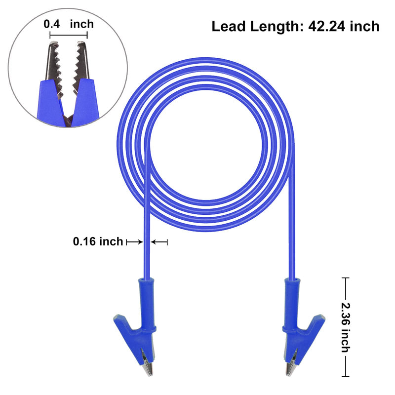 [Australia - AusPower] - WGGE 5PCS Dual Ended Alligator Clips Test Leads Set, 15A Test Lead Wire Cable with Insulators Clips, Heavy Duty Cable with Protective Jack Copper Clamps for Electrical Testing 5 Colors 3.3 ft/1m 