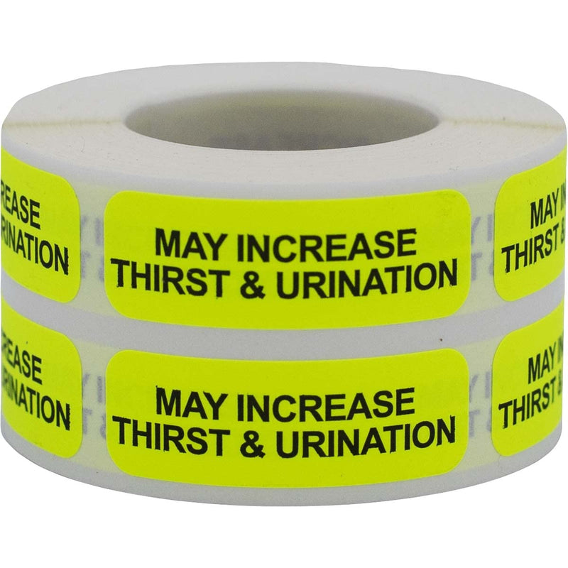 May Increase Thirst & Urination Veterinary Medical Healthcare Labels .5 x 1.5 Inch 500 Total Stickers