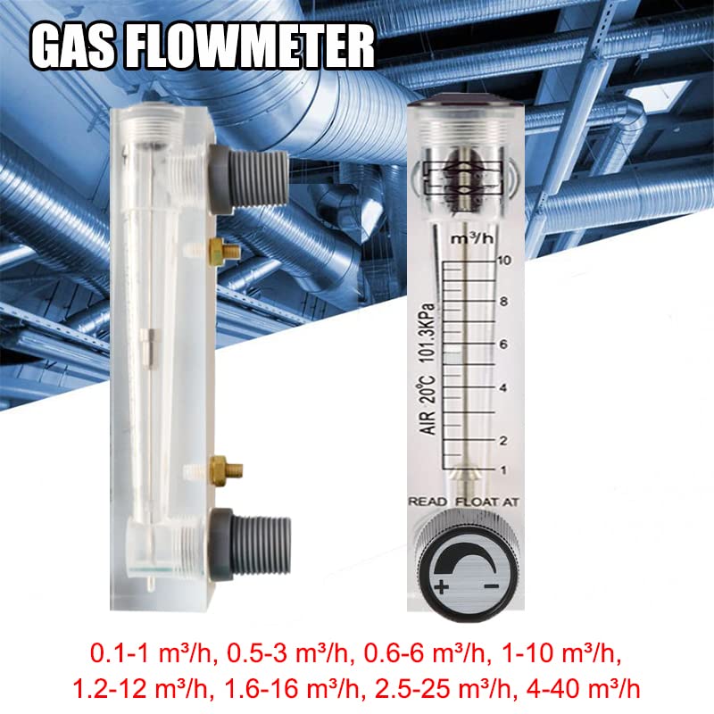 Air Gas Flow Meter, LZM-15T, 1-10 m3/h Flow Meter, Panel Air Gas Flow Type Flowmeter with Adjustable Control Valve for Gas/Oxygen/Air Flow Measurement