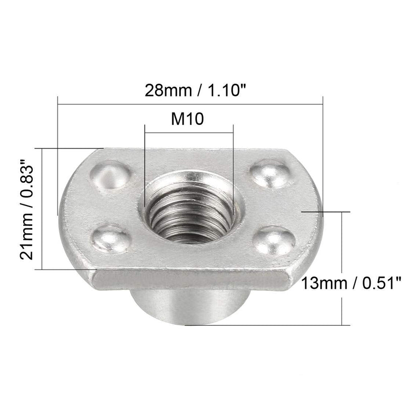 [Australia - AusPower] - uxcell Weld Nuts,M10 x 1.25 Tab Base UNF Carbon Steel Machine Screw 4 Projection Silver 10Pcs M10 