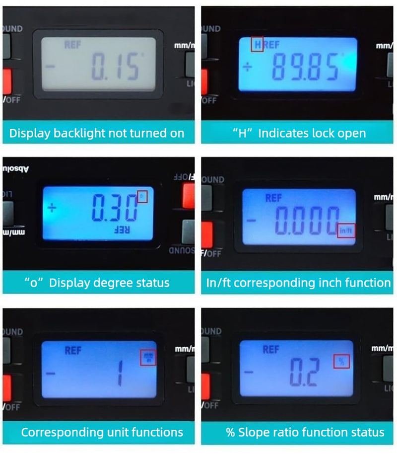 [Australia - AusPower] - Black V-Groove Digital Angle Finder with Backlight Display - High-Precision IP65 Waterproof Magnetic Tool（ACE-QJQ） 