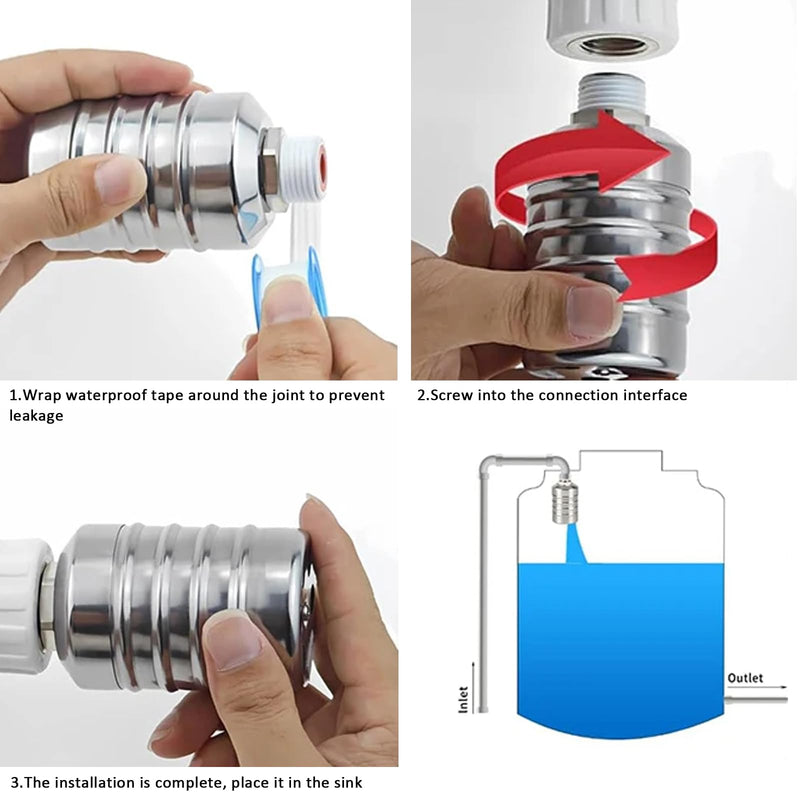 [Australia - AusPower] - Automatic Water Float Valve, 1/2 to 3/4 Inch Connection Types, Stainless Steel 304 Fully Automatic Water Shut off Float Valve for Water Tank, Pool, Livestock Trough (2 Pack) 