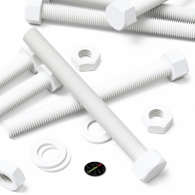 [Australia - AusPower] - 5 x White Hexagon Head Screws Polypropylene (PP) Plastic Nuts and Bolts, Hex Head, Washers, M16 x 150mm, Fastener, Anti-Corrosion, Chemical Resistant, (5/8 x 5 29/32 in) 