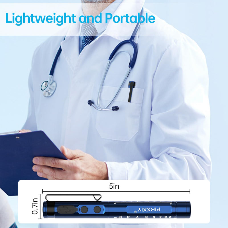 [Australia - AusPower] - Pen Light for Nurse, Rechargeable LED Medical PenLight, Warm/Cool White & Stepless Dimming, Portable Medical PenLight for Nurse, Doctor, First Aid, EMT, Nursing,Nursing Student (Dark Blue) Dark Blue 
