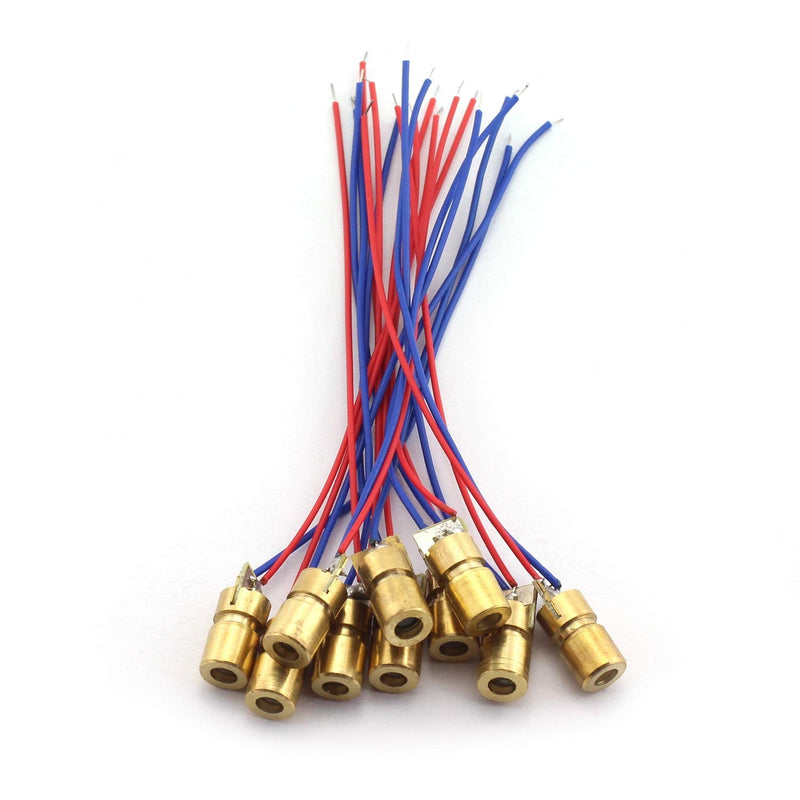 [Australia - AusPower] - Tegg 10 PCS Mini 650nm 6mm 5mW Red Laser Dot Diode Module Copper Head 5V 