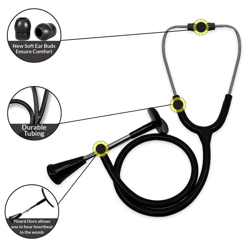 [Australia - AusPower] - Dixie EMS Fetal Stethoscope for Baby’s Heartbeat Detection, Latex-Free Fetoscope with Pinard Horn and Soft Earbuds, 22” 