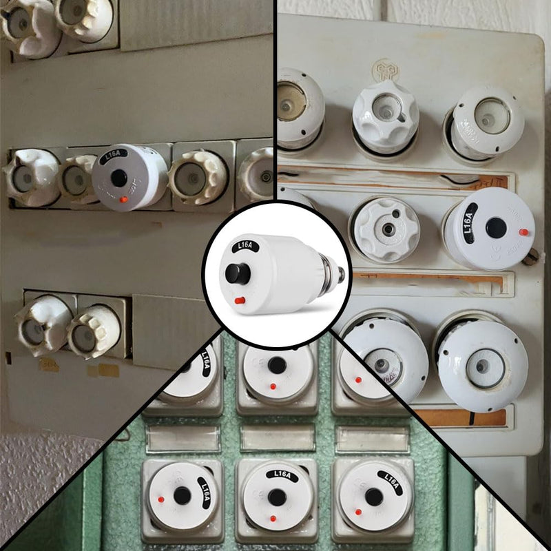 [Australia - AusPower] - Automatic Screw-On Fuse for Old Electrical Distribution Fuse Automatic Screw 16 A Thread E27 L Characteristic 250/380 V White 