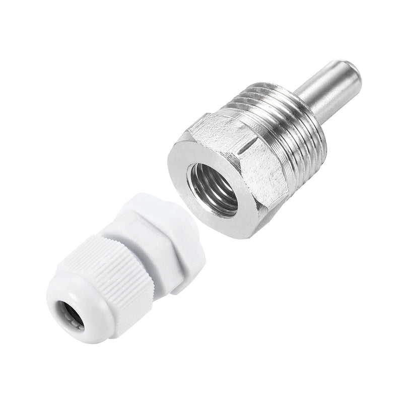 [Australia - AusPower] - uxcell 2 Pcs 8mm Dia G1/2 Thermowell Weldless Stainless Steel 304 with Cable Gland 30mm Length for Beer Fermenter, White 
