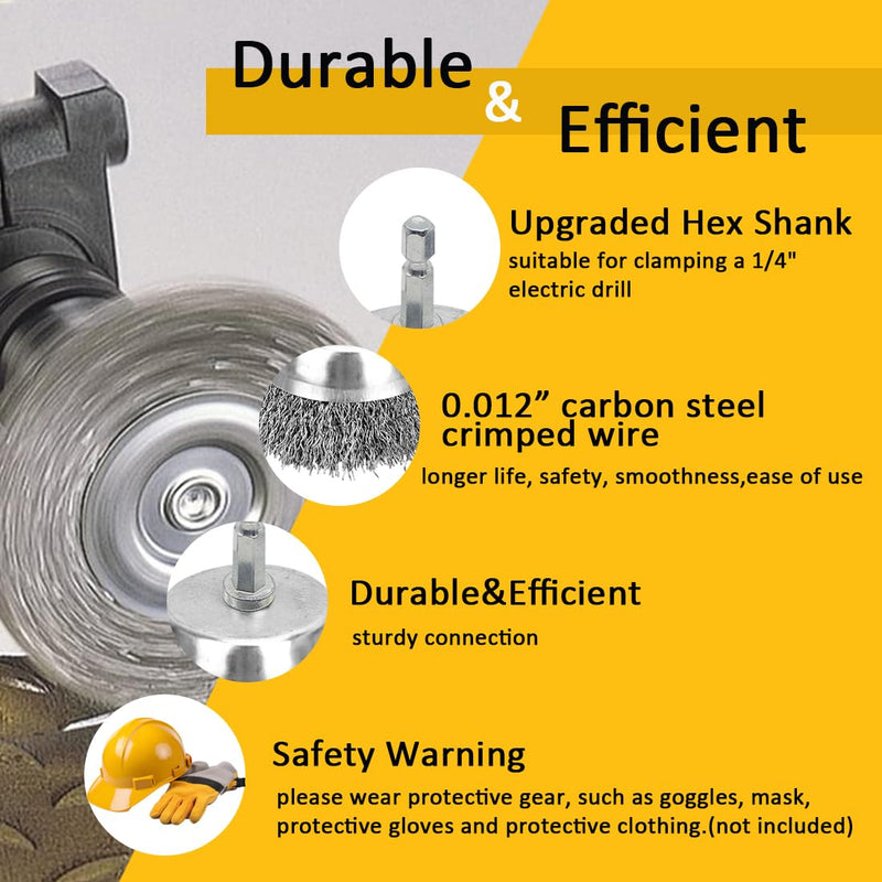 [Australia - AusPower] - Wire Brush for Drill Set 6 Pack, Wire Wheel for Drill with 1/4 Inch Hex Shank, Drill Wire Brush Set with 0.012 Inch Coarse Crimped Carbon Steel Wires for Removing Rust, Paint and Corrosion 