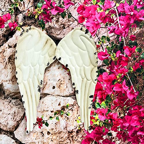 GAPLUM Hanging Metal Angel Wings Wall Art Decor Rustic Metal Angel Wall Sculpture Antique Angel Home Wall Decoration