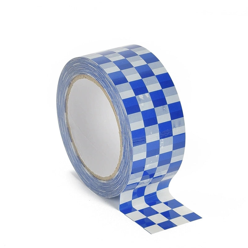 Checkered Flag Tape 1 Rolls Packing Tape Blue White Decorative Checkerboard Pattern Packaging Tape 1.89in x 328ft Duck Tape for Shipping Moving Sealing Scrapbook Box Decoration Blue & White Checkerboard