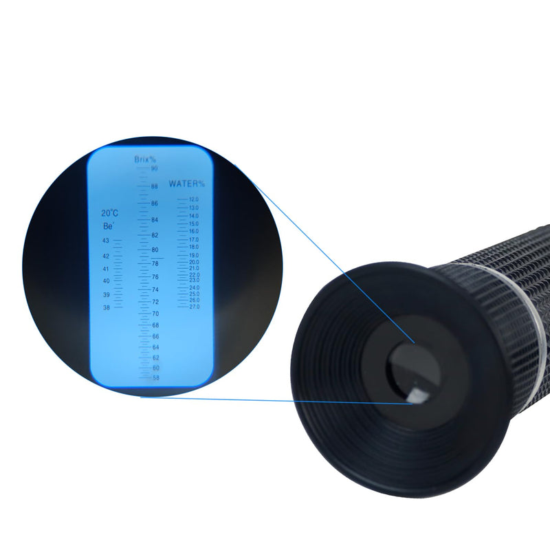 [Australia - AusPower] - Honey Refractometer with ATC, Portable Refractometer for Honey Moisture,Triple Scale (Honey Moisture: 12-27%, Brix: 58-90%, Baume: 38-43°),Ideal for Honey, Molasses,Maple Syrup,Fruit jam 