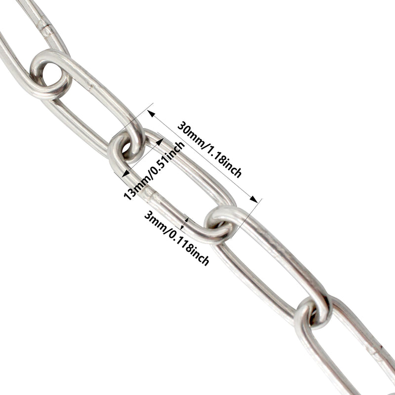 [Australia - AusPower] - 5/42inch(3mm) 3.3yd (3m) 304 Stainless Steel Chain Suspension Chain Clothesline Chain Guardrail Chain Small Pet Chain for Clothes Hanger，Guardrail，Gate，Small Pet 3.3yd,5/42inch 
