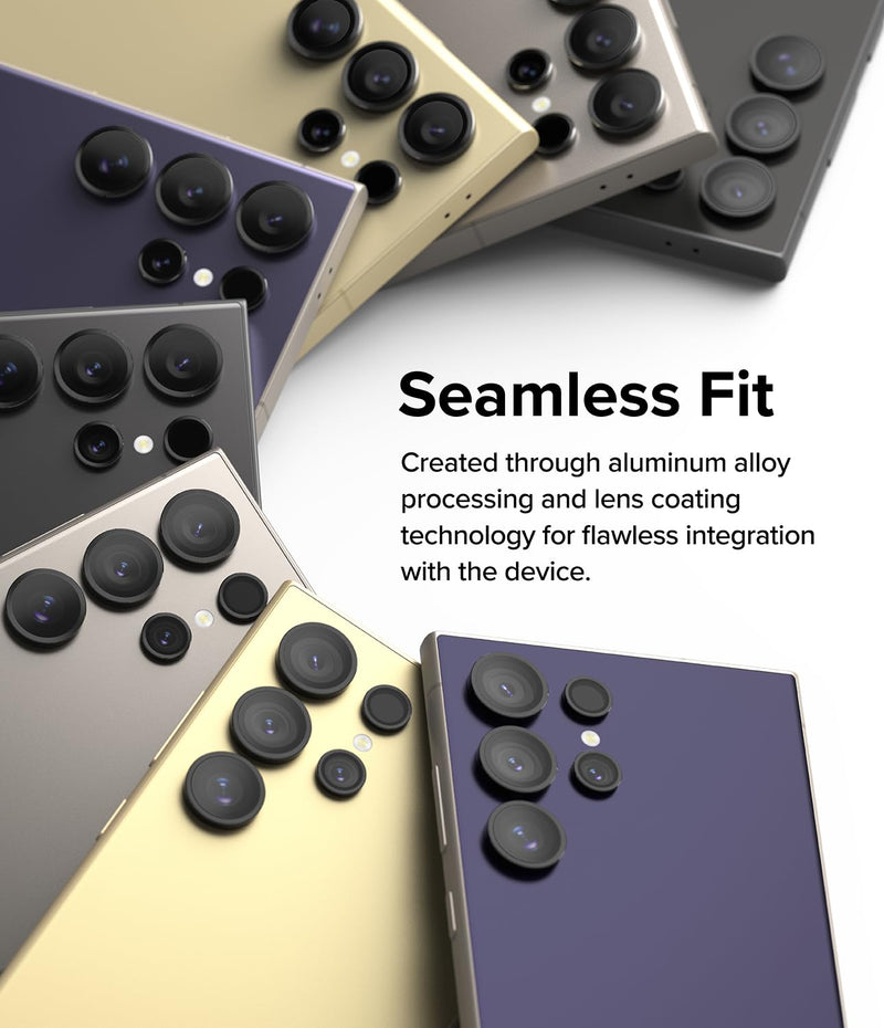 [Australia - AusPower] - Ringke Camera Lens Frame Glass Compatible with Samsung Galaxy S24 Ultra Camera Lens Protector 5G, Glass Covers and Aluminum Alloy Frames - Black 
