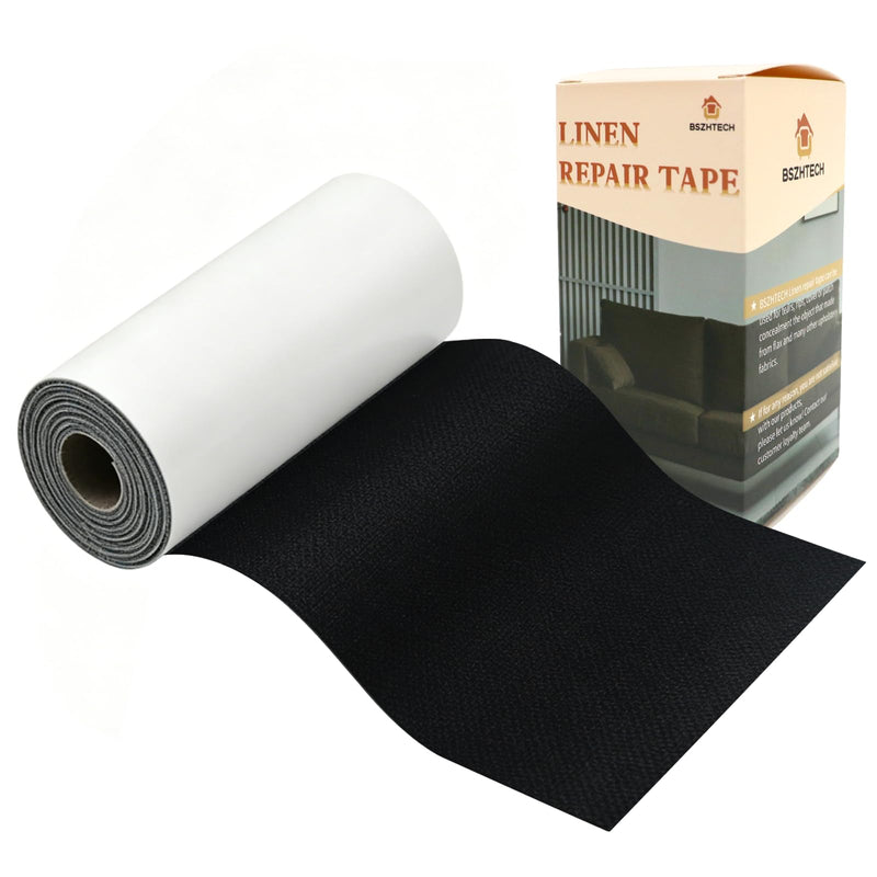BSZHTECH Linen Repair Tape Self-Adhesive Fabric Repair Patch for Repairing Couch Sofas Headboards Chairs Pillows Curtains Couches Black 3.9x79 Inch 3.9X79IN