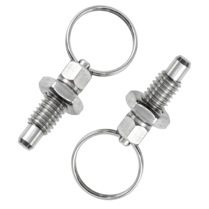[Australia - AusPower] - Spring Plungers Spring Pins Stainless Steel Spring Handles Non-Locking Short Column Manual Retractable Spring Plungers with Pull Rings 2PCS 