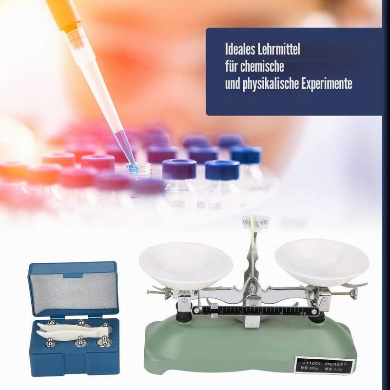 200G/0.2G Mechanical Tray Scale, Mechanical Lab Scale with Weights, Laboratory Teaching Equipment for Chemical Physics, Easy to Use
