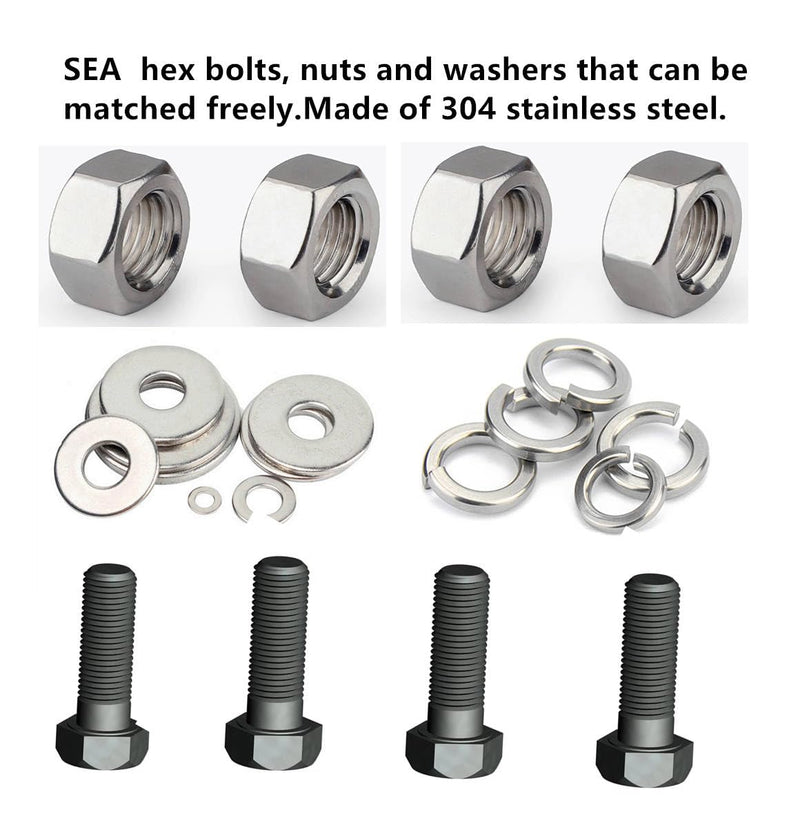 [Australia - AusPower] - 72pcs Hex Bolts Assortment Kit,Nuts and Bolts Assortment Kit，Sets 5/16-18 X(1/2,5/8,3/4,1),Bolts and Nuts kit, Includes Common SAE Sizes, 304 Stainless Steel,Hex Bolt Nut 5/16-18x(1/2,5/8,3/4,1)72pcs 