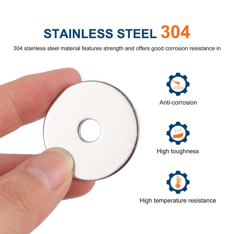 [Australia - AusPower] - 50PCS 1/4" x 1-1/4" Fender Washers, 18-8(304) Stainless Steel Flat Fender Washer, 1/4" ID x 1-1/4" OD, 0.06'' Thick 1/4" x 1-1/4" 50 
