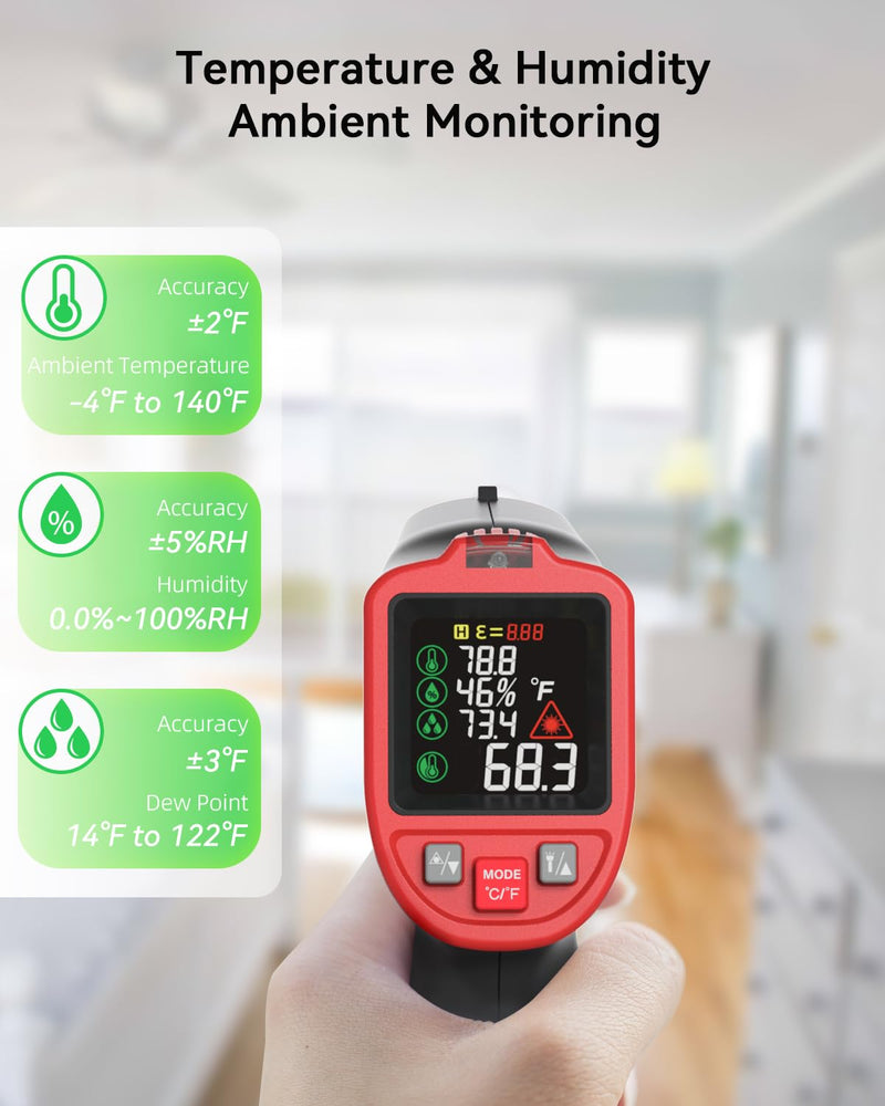 [Australia - AusPower] - Infrared Thermometer Temperature Gun with Probe -58℉ to 1202℉, Digital Heat Surface Temp Gun, Non-Contact Laser Thermal Gun for Cooking Food, Barbecue Meat, Pizza Oven, Griddle (CM650) CM650 