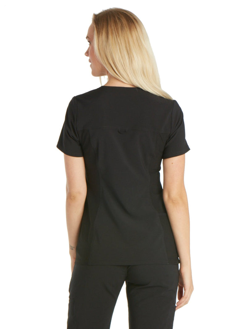 [Australia - AusPower] - Cherokee iFlex Women Scrubs Top V-Neck Knit Panel CK605 Large Black 
