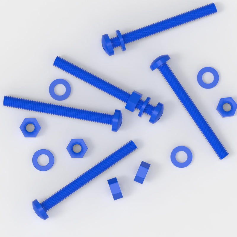 [Australia - AusPower] - 20 x Blue Pan Head Screws Polypropylene (PP) Plastic Nuts and Bolts, M6 x 60mm, Washers, (15/64 x 2 23/64 in) 