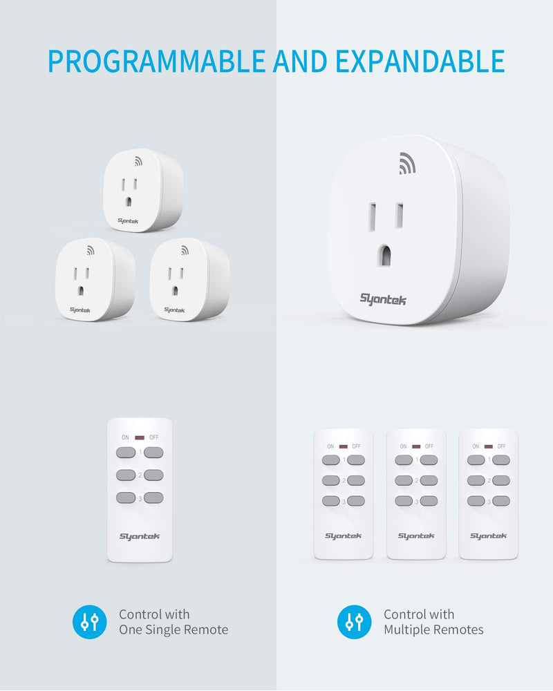 [Australia - AusPower] - Remote Control Outlet Wireless Light Switch for Household Appliances, Expandable Remote Light Switch Kit, Up to 100 ft Range, FCC Certified, ETL Listed, White (3 Outlets + 1 Remotes) 