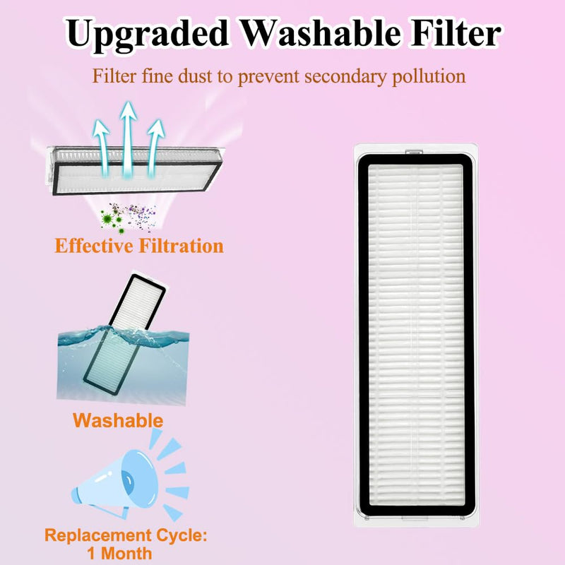 [Australia - AusPower] - D10 Plus gen 2 Replacement Parts Accessories Compatible with Dreame D10 Plus Gen 2 Robot Vacuum Cleaner, Including 1 Main Brush, 2 Hepa Filters, 4 Mop Pads, 4 Edge-Sweeping Brushes, 4 Dust Bag 