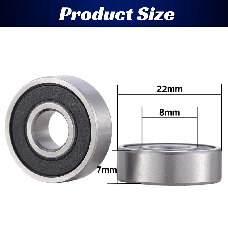 [Australia - AusPower] - 608 2RS Bearings, 20 Pack 608 Bearing, 8x22x7mm RS Ball Bearing Grease Seal Assembly Roller Skateboard Bearings, Double Rubber Sealed Miniature Deep Groove Ball Bearing 