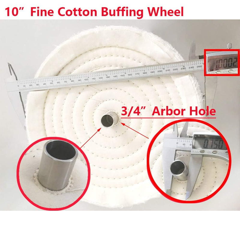 Buffing Polishing Wheel 10 inch Extra Thick Fine Cotton (70 Ply) for Bench Grinder with 3/4'' Arbor Hole,2 Pack 2