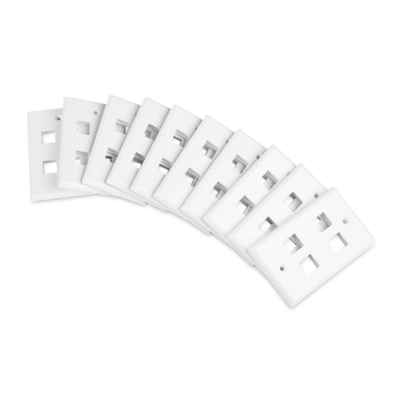 [Australia - AusPower] - Cable Matters 10-Pack Low Profile 4-Port Keystone Jack Wall Plate, RJ45 Wall Plate for Keystone Jacks in White 