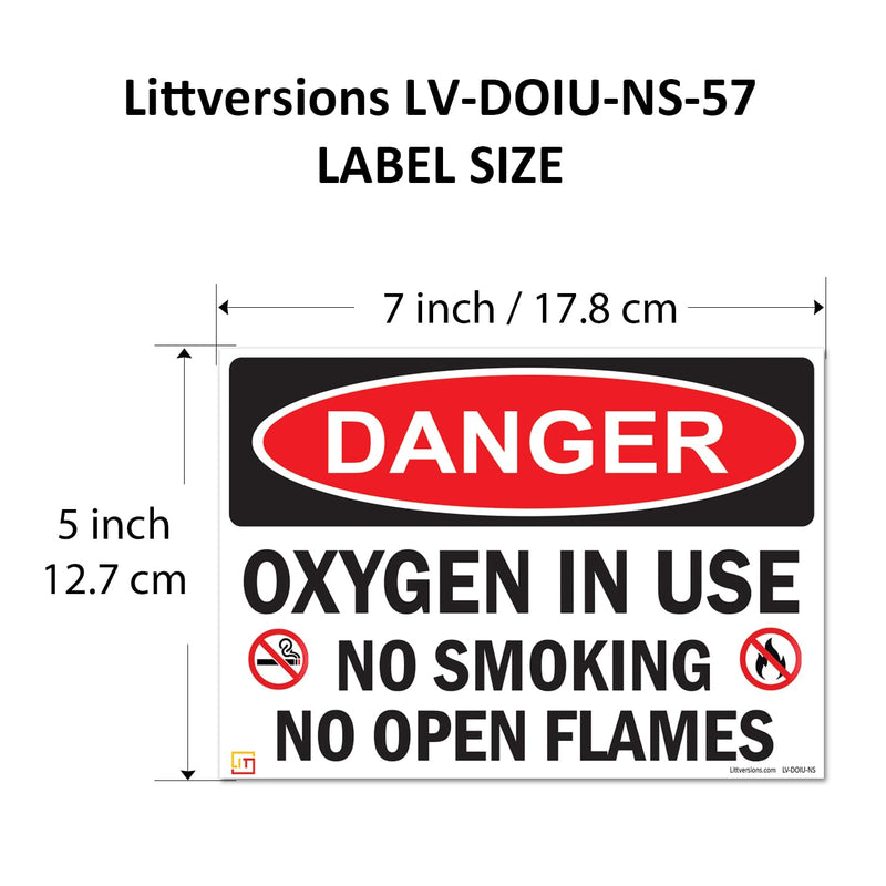 5 Pack 5"x7" Reflective Danger Oxygen in Use No Smoking No Open Flames OSHA Warning Safety Hazard Label Sign Decal 6 mil Laminated Engineer Grade UV Protected ANSI NFPA 42664 5" x 7" Reflective Laminated