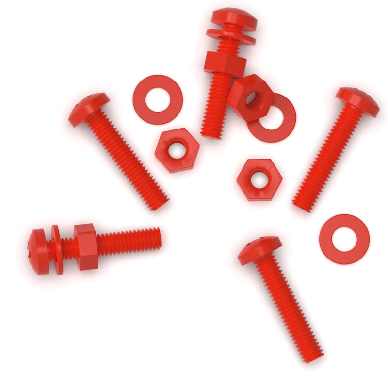 [Australia - AusPower] - 20 x Red Pan Head Screws Polypropylene (PP) Plastic Nuts and Bolts, M4 x 20mm, Washers, (5/32 x 25/32 in) 