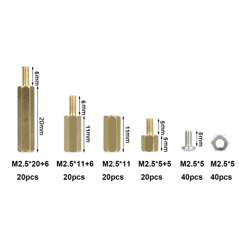 [Australia - AusPower] - Raspberry Pi Installation Tool 160 Pcs/Lot M2.5 Series Hex Brass Spacer/Standoff + Nuts + Screws Raspberry Pi 3 Model B+(Plus) / 3B / Zero W Accessories Kit 