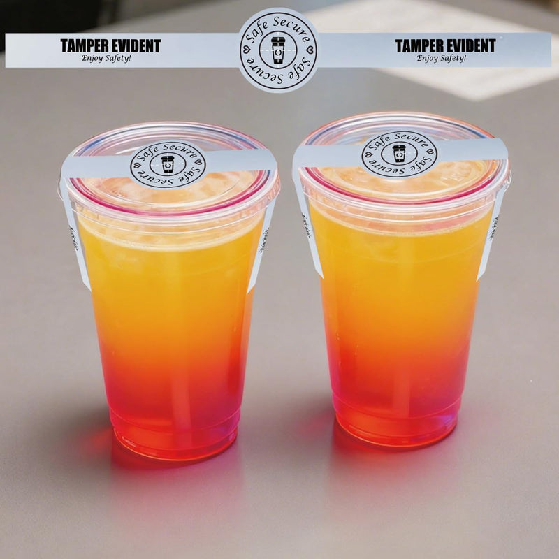 Safe Secure Tamper Evident Seals for Drink Beverage Lids 1" x 9" for Matte Silver Material Labels Food Delivery Safety Stickers for Coffee Milk Tea Ice Cream Seal 250pcs Advanced Waterproof Dumb Silver