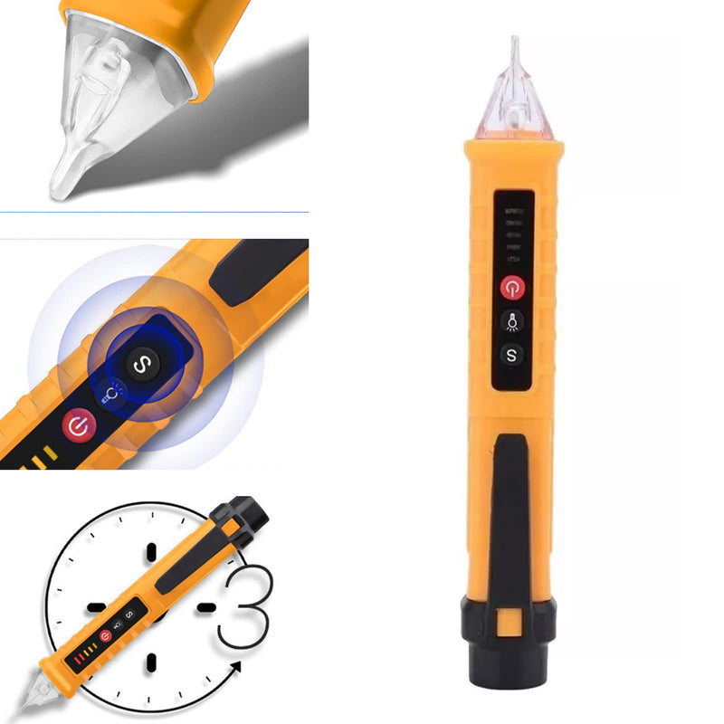 [Australia - AusPower] - AC Voltage Detector Non-Contact Digital Electrician Test Pen with LED Flashlight Sound Light Alarm for Circuit Testing 