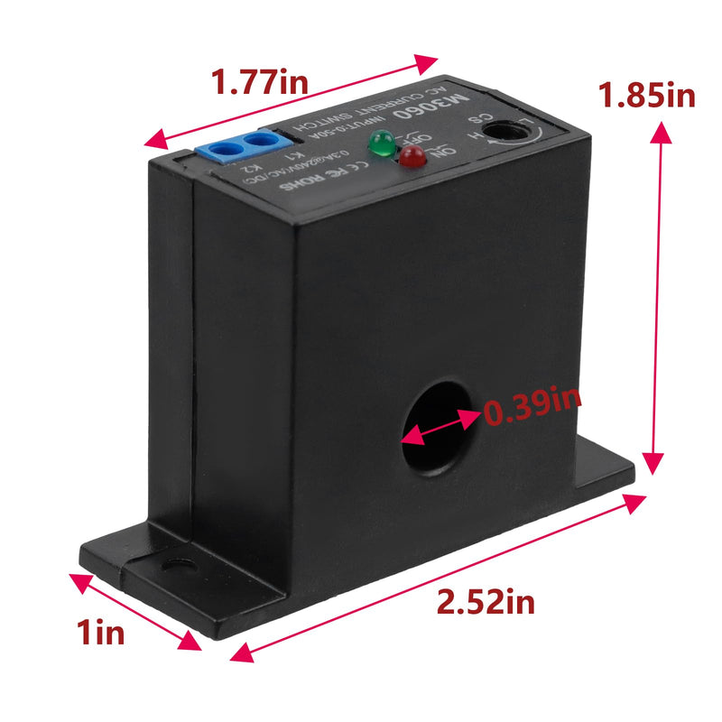 [Australia - AusPower] - Semetall Current Sensing Switch Normally Open Current Sensing Relay Adjustable AC 0.2A -50A(M3060) 0.2-50A M3060 