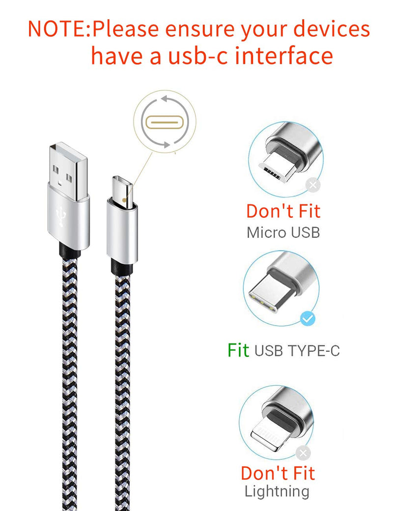 [Australia - AusPower] - USB Type C Cable Fast Charging, Tpc001 5 Pack(6Ft 3A) Braided C Charger Cables Compatible with Samsung S10e/note 9/s10/s9/s8 Plus/A80/A50/A20 