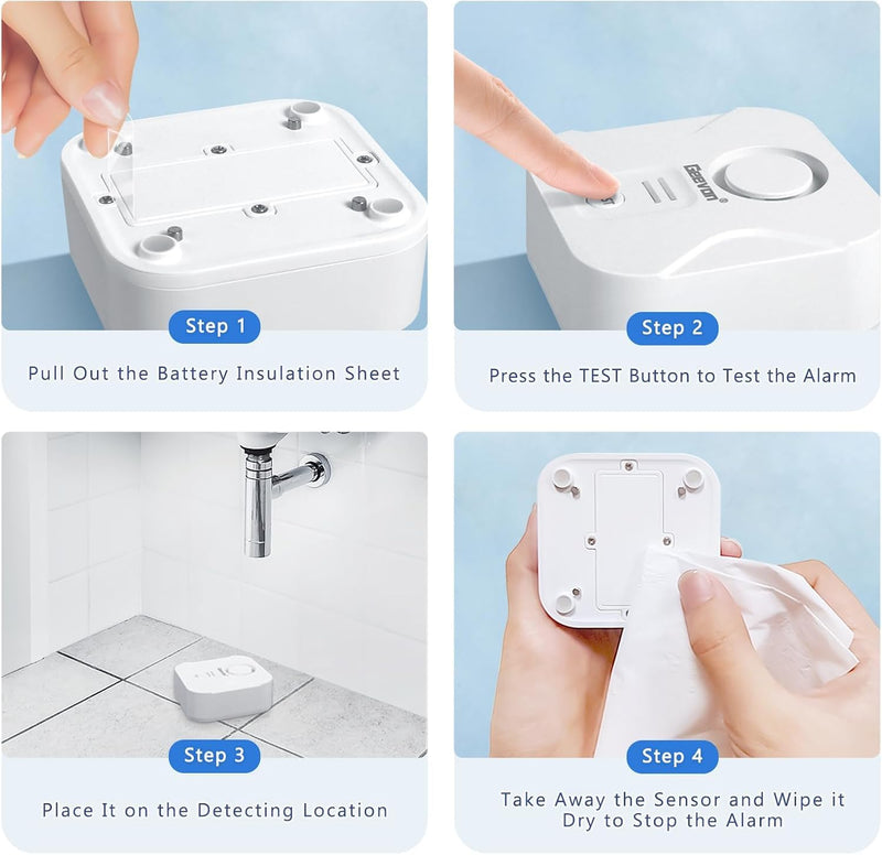 [Australia - AusPower] - Geevon 2 Pack Water Leak Detectors for Home, 100dB Water Sensor Alarm Flood Leakage Detection Devices for Bathroom, Basements, Laundry Rooms, Kitchen, IP56 Waterproof(Battery＆Screwdriver Included) Batteries＆Screwdriver Included 