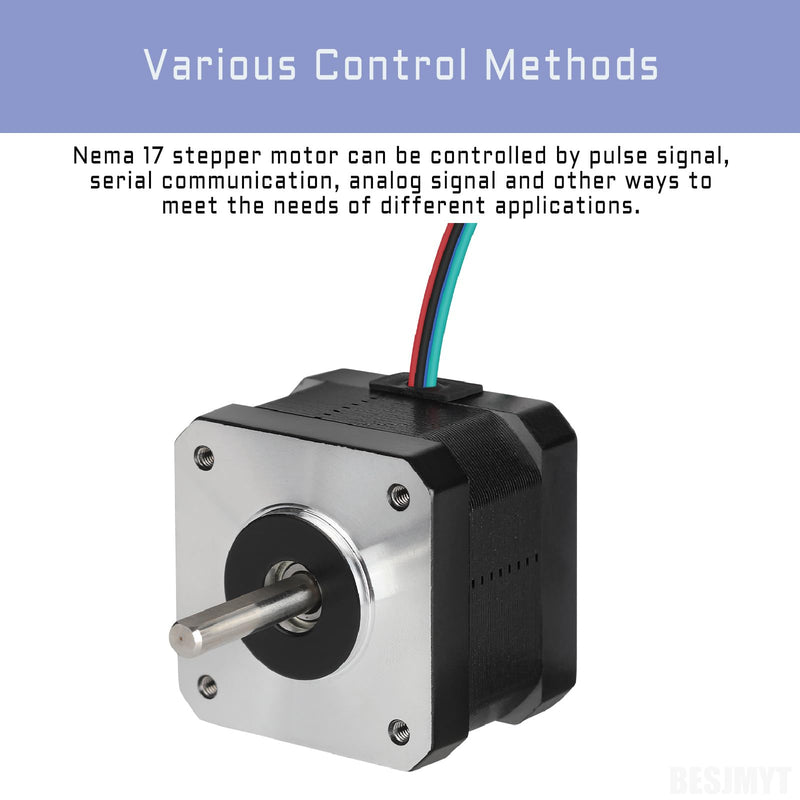 Nema 17 Stepper Motor 0.4 A-12V High Torque 290mNm(41.06oz.in?33mm 1.8 Deg Bipolar 2 Phase 4 Leadfor 3D Printer/DIY CNC/Digital Camera, 1.66x1.66x1.3inch