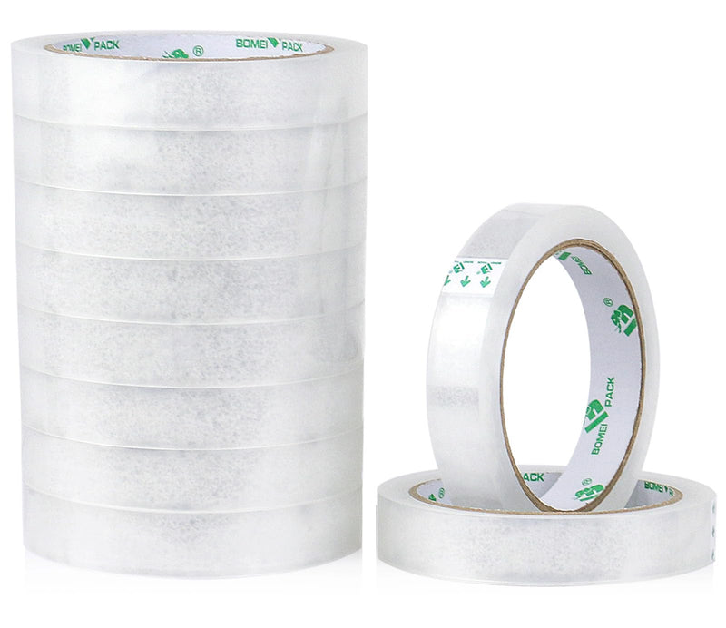 BOMEI PACK 10Rolls Clear Tape Refills for Dispenser, Transparent Gift Wrap Tape 3 Core Tape for Home, School and Office, 3/4inch x 50yds