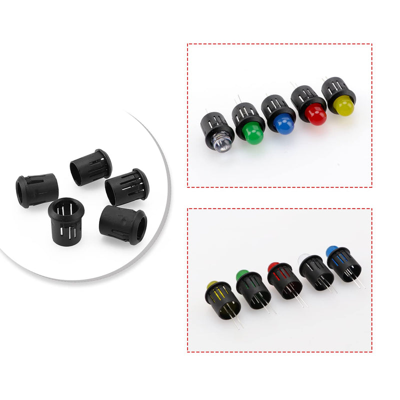YIXISI Pack of 50 10 mm LED Plastic Clip Holder, Plastic Diode Holder, Plastic Diode Holder Clip, Black 10mm - 50 pieces