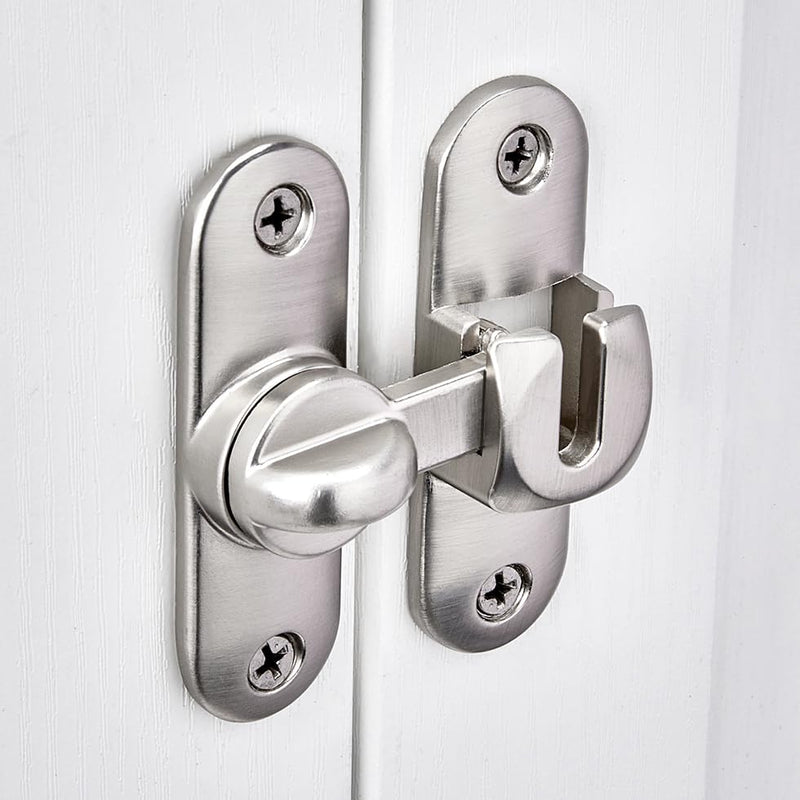 INIRET 6 Packs Silvery Barn Door Latches,90/180 Degree Gate Lock,Flip Gate Latches Hardware,Zinc Alloy Right Angle Door Lock Latch,Door Security Sliding Door Latch Lock for Cabinets,Bathroom