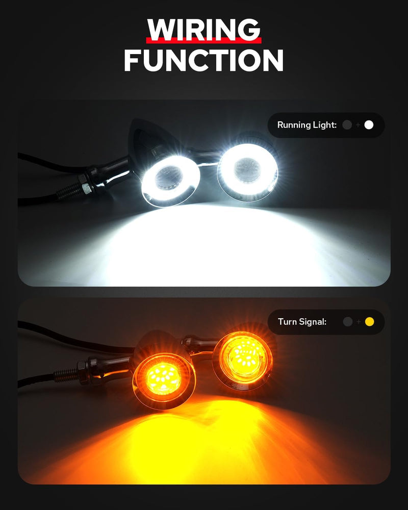 [Australia - AusPower] - Benlari Motorcycle Bullet 48 LEDs Front Turn Signal Light SMD Blinker Indicator Fit for Honda Yamaha Suzuki Kawasaki Harley Sportster(Chorme/White and Amber Light) Chorme/White and Amber Light 